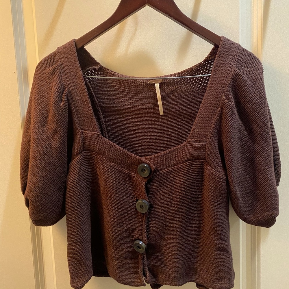 Free People brown button-up sweater, size M